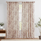 jinchan Linen Blend Curtain Floral Curtains by JINCHAN