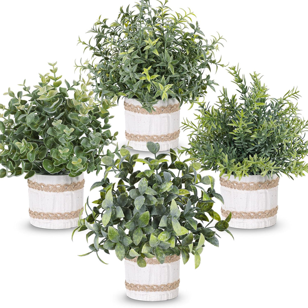 Der Rose 4 Pack Sage Green Artificial Plants Indoor for Farmhouse Decor