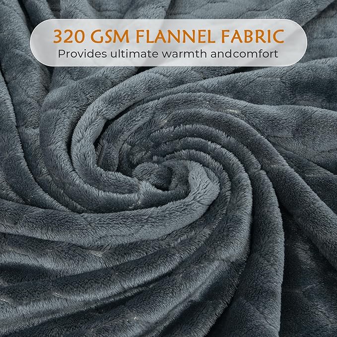 TOONOW Fleece Blanket Textured Fuzzy Plush Throw Blanket Super Soft Fluffy Bed - Image 4