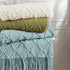BOURINA Olive Throw Blanket 50 x70 Inches Jacquard Argyle Throw Textured Solid - Image 6