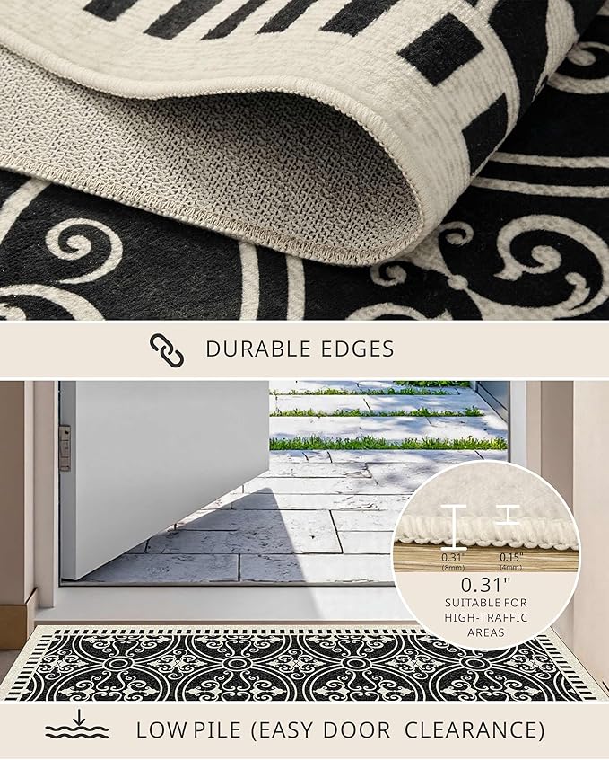 Latte&Fog 2x3 Entryway Rug, Small Modern Abstract Door Mat, Washable Kitchen Rug - Image 4