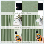 Guken Light Sage 100% Blackout Linen Curtains 90 Inch Length 2 Panels Set - Image 5