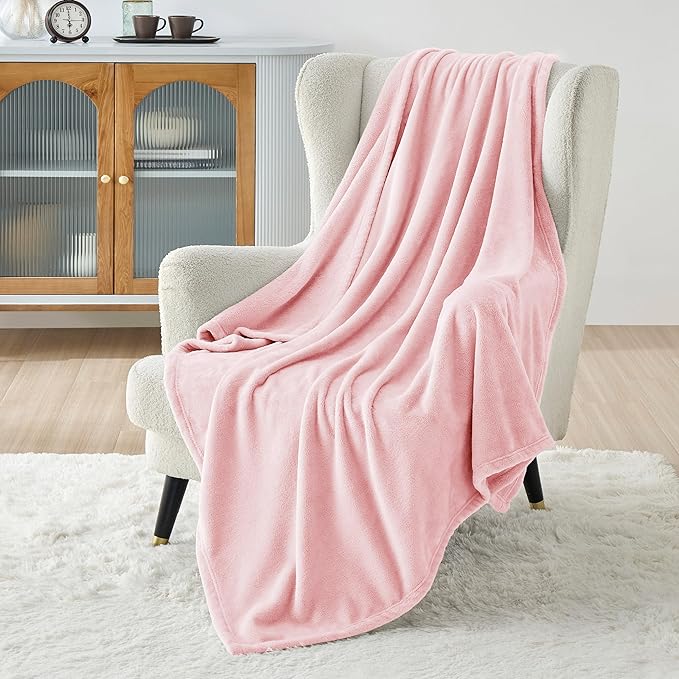 Bedsure GentleSoft Pink Fleece Throw Blanket - Image 2