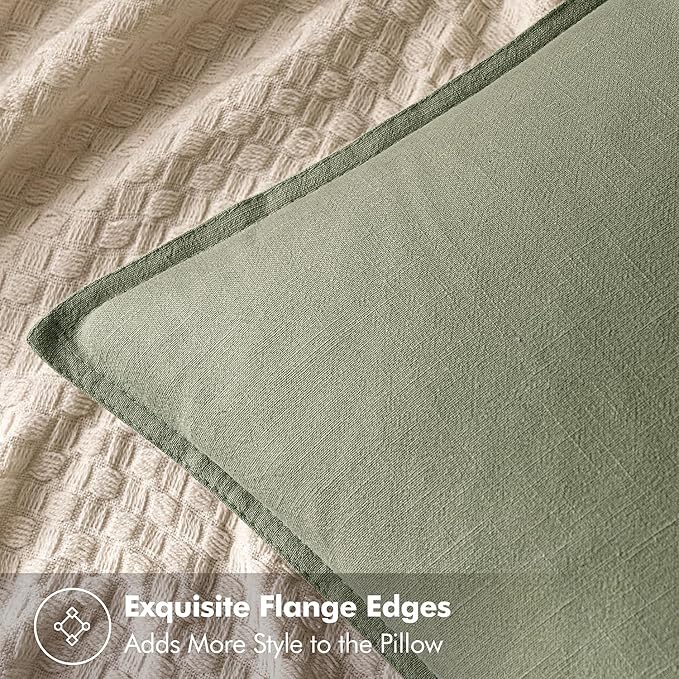 MIULEE Decorative Linen Pillow Covers 20x20 Inch Sage Green ​Boho Farmhouse​ - Image 2