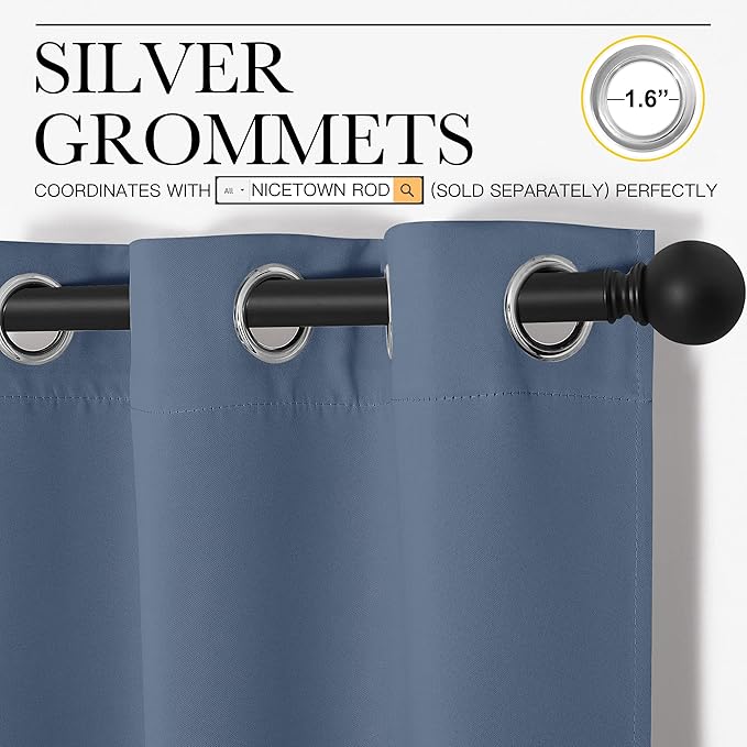 NICETOWN Thermal Insulated Curtains Blackout Draperies, Window Treatment Solid - Image 3