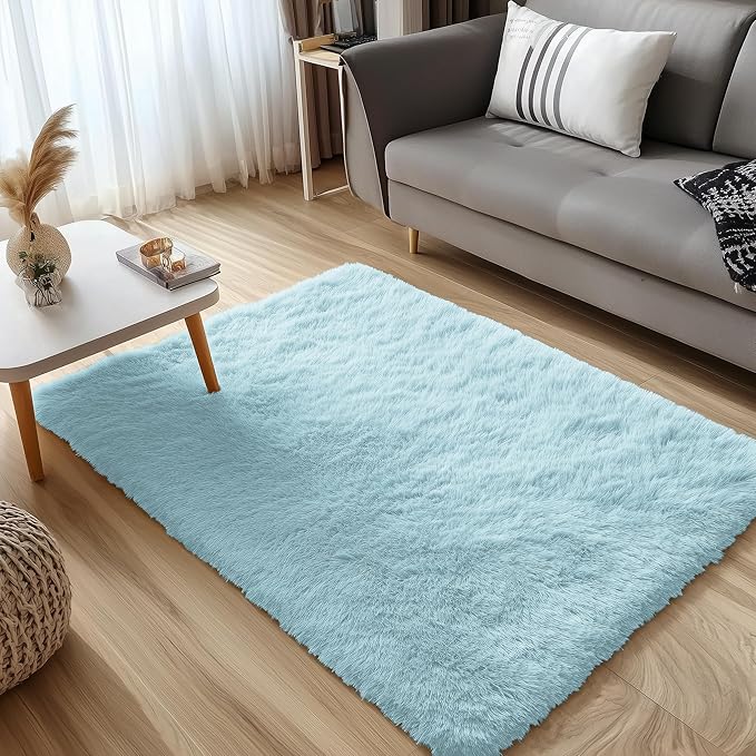OLANLY 3x5 Machine Washable Small Bedside Rug, Soft Fluffy Shaggy Rugs - Image 3