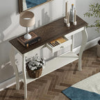 ChooChoo 39" Narrow Farmhouse Entryway Table with Drawer, Soft White
