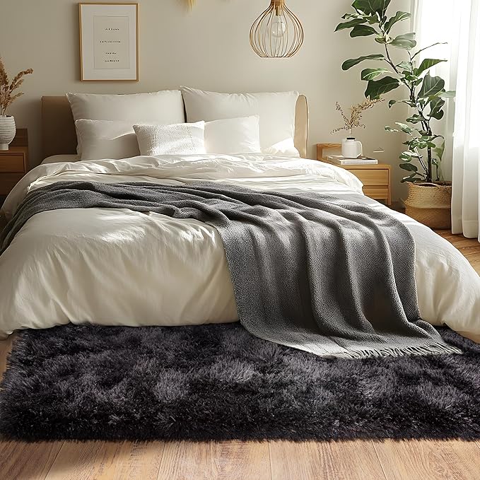 Black Runner Rug for Bedroom Hallways, 2x6 Fluffy Throw Area Rugs Non Slip for - Image 2