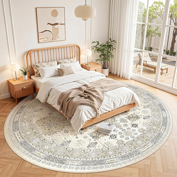 zesthome 9ft Round Rugs for Living Room, Non-Slip Washable Round Area Rugs - Image 8