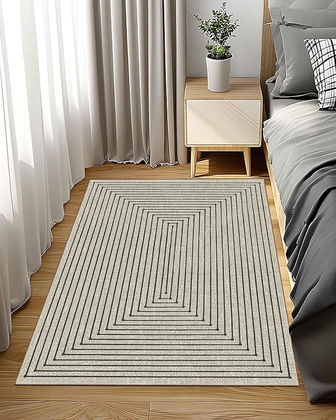 Latte&Fog 3x5 Entryway Rug Indoor, Boho Non Slip Low Pile Throw Carpet - Image 2