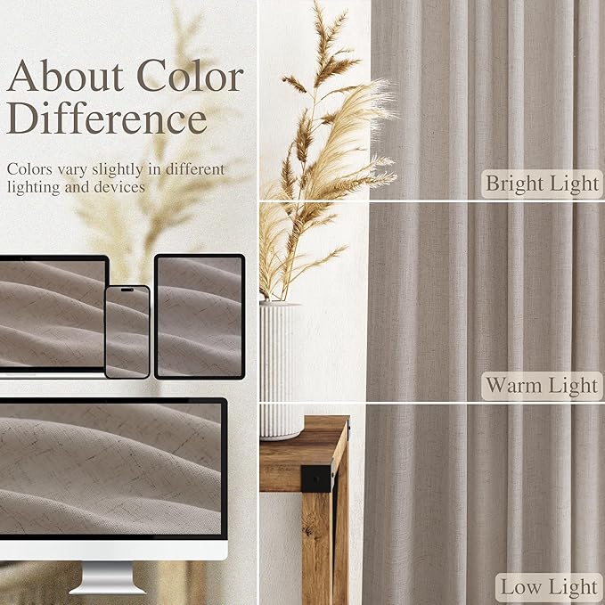Nanspring Stone Beige Curtains 90 Inches Long - Image 3
