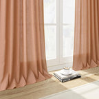 Nanspring Peach Quartz Linen Curtains 108 Inch Length 2 Panel Set Back Tab Loop - Image 6