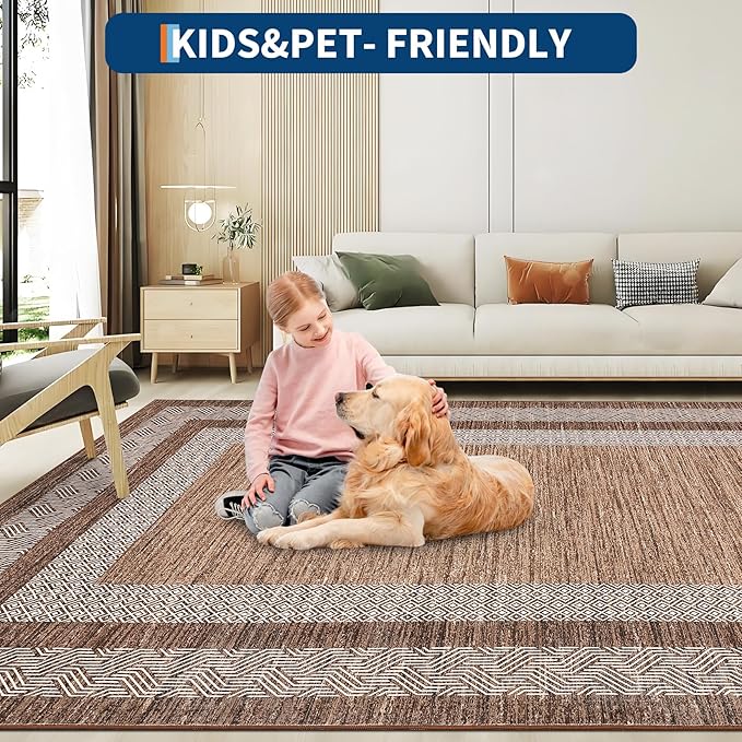 GarveeHome 2.5x8 Modern Bordered Runner Rug Soft Non Slip Washable Floor Carpet - Image 7