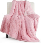 Bedsure GentleSoft Fuzzy Sherpa Faux Fur Twin Blanket Pink Cozy Gifts by BEDSURE