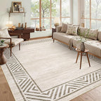 GarveeHome Large Modern Rug 9x12 Non-Slip Geometric Bordered Dining Room Rug by GarveeHome