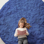 OLANLY Navy Blue Round Rugs for Bedroom by OLANLY