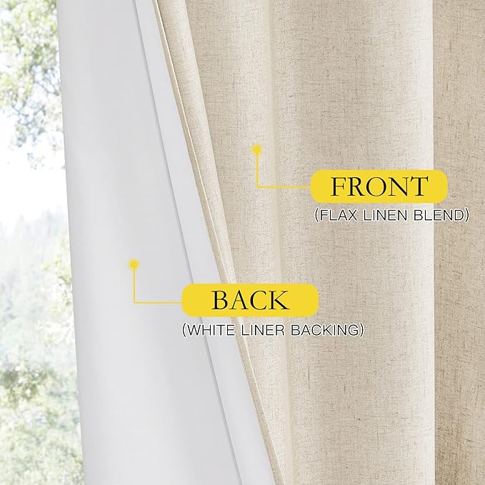 NICETOWN Linen Blackout Curtains 45" Long - Image 5