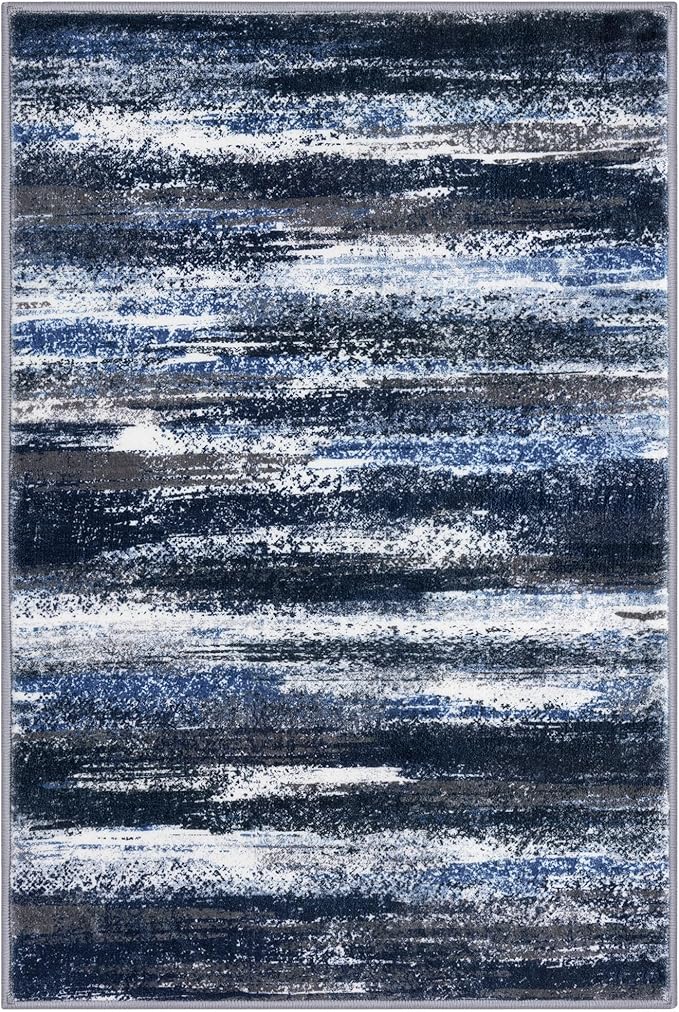 Lansny Modern Abstract Entryway Rug Indoor 2x3 Washable Rug Non-Slip Soft Small - Image 9