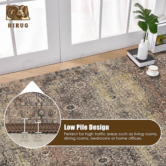 Washable Area Rug 5' x 7' Vintage Traditional Persian Mat - Image 5