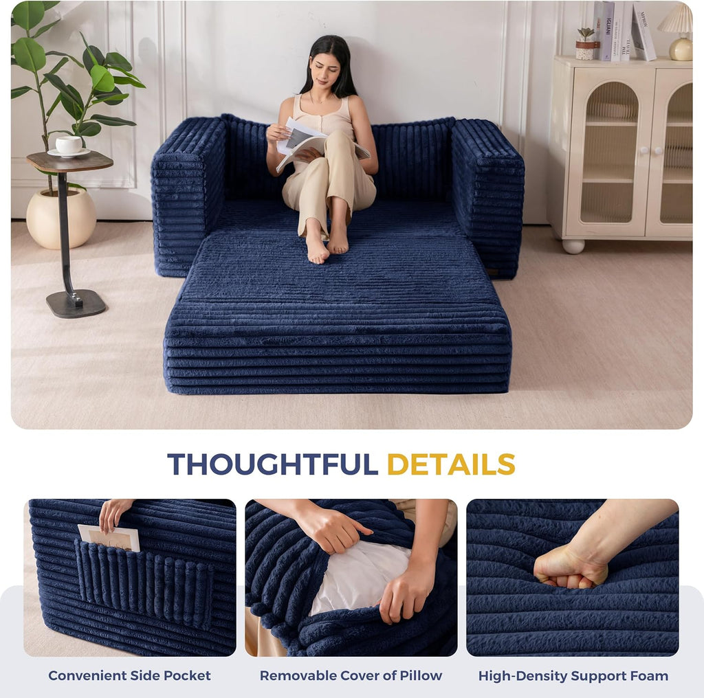 MAXYOYO Convertible Sofa Bed, Pull-Out Loveseat Couch Bed for Small Space