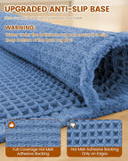 Smiry Waffle Bathroom Rugs Sets 2 Piece (30x20+24x16, Blue)