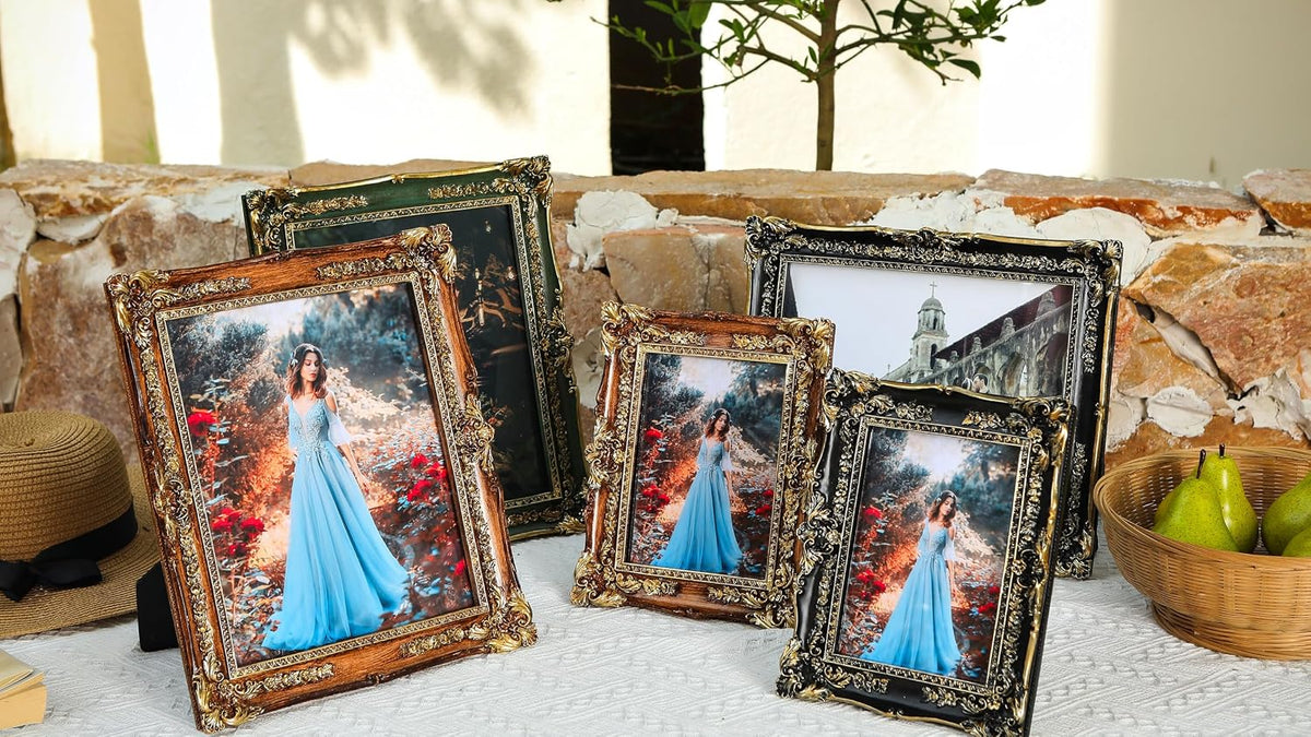 Black 8x10 Vintage Picture Frame - Elegant Gold Ornate Antique Fancy Picture Frames with Glass Front, Tabletop & Wall Display
