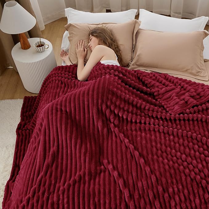Bedsure GentleSoft Red California King Size Blanket - Image 3