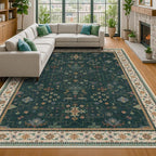 Hazo Haus Dark Green Vintage 8x10 Washable Rugs - Image 3