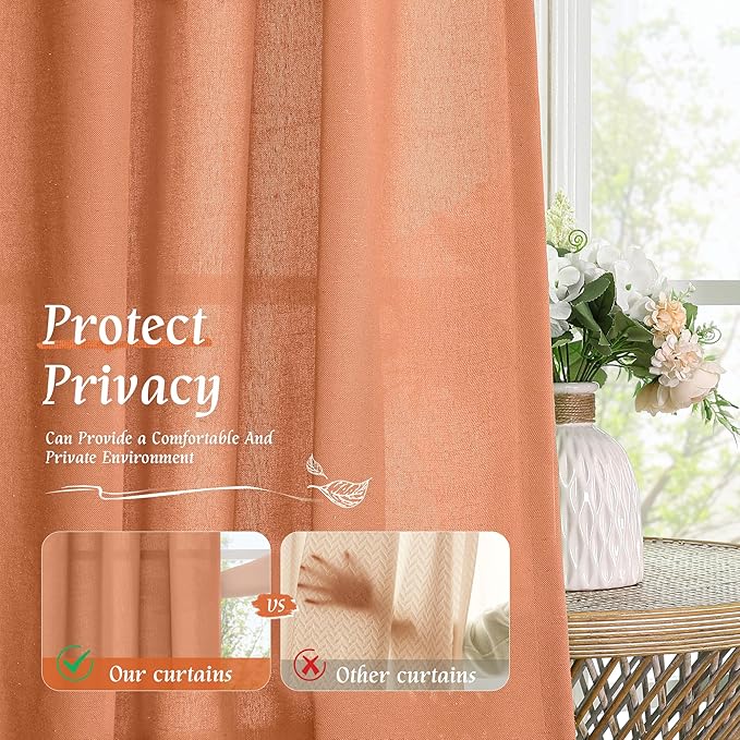 LAMIT Short Linen Curtains 45 Inches Long - Image 5