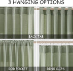 Nanspring Light Sage Linen Curtains 90 Inch Long 2 Panels Set - Image 2