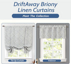DriftAway Farmhouse Linen Valance Rod Pocket 1 Panel, W45xL63, Briony Navy