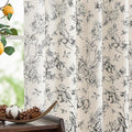 jinchan Linen Floral Curtains for Living Room 84 Inch Length Black Printed by JINCHAN
