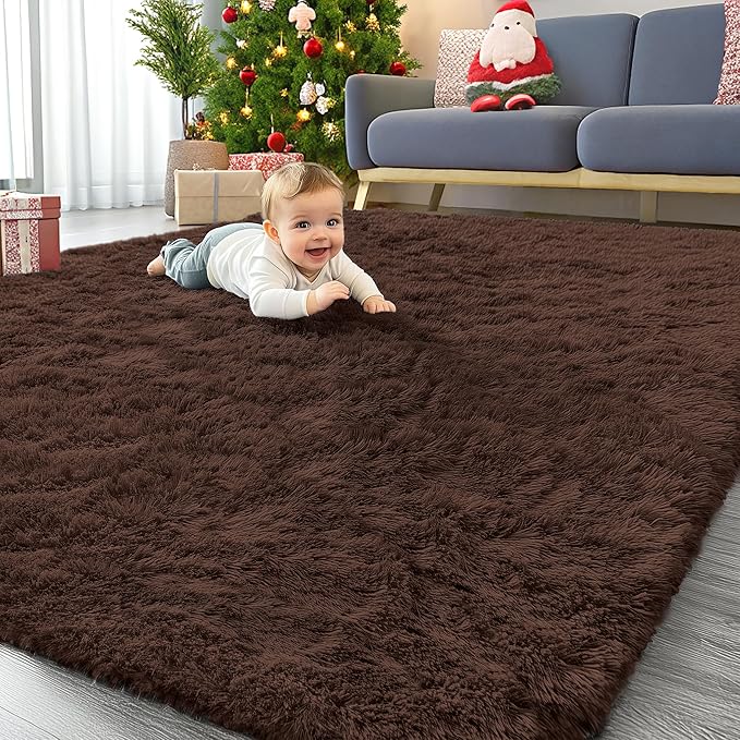OLANLY 5x5 Area Rugs for Living Room Bedroom, Machine Washable Soft Fluffy by OLANLY