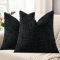 decorUhome Black Chenille Throw Pillow Covers 20x20 Set of 2 Textured Soft Cozy by decorUhome