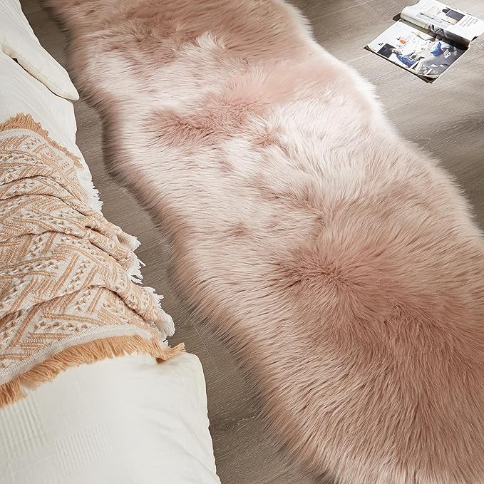 AMTOVO Faux Sheepskin Rug, 2 x 6 ft Faux Fur Rug - Image 8