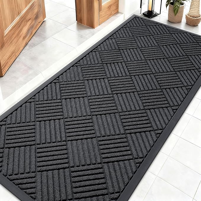 OLANLY Front Door Mat Outside Entrance 59x23, Heavy Duty Sturdy Natural Rubber by OLANLY