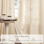 LAMIT Linen Kitchen Curtains 30 Inch Length, Semi Sheer Light Filtering Window - Image 8