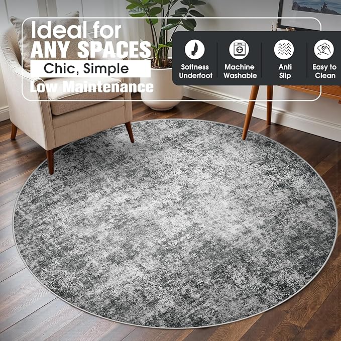 Round Rug 5ft Circle Rug Washable: Carpet Small Circular Area Rug - Image 3