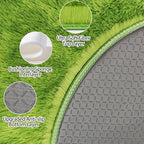 Tie Dye Green Round Rugs Small 3x3 ft Fluffy Circle Rug Furry Carpet Shaggy - Image 4