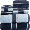 Lavish Home Bathroom Towels Set, Bathroom Accessories, Navy, Set of 6