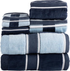Lavish Home Bathroom Towels Set, Bathroom Accessories, Navy, Set of 6