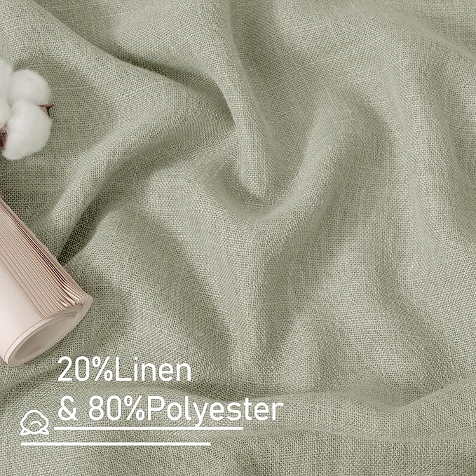 LAMIT 95 Inches Long Sage Grey Linen Curtains - Image 2