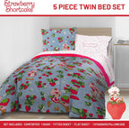 Strawberry Shortcake Twin Comforter Set 5 Piece Kids Bedding, Blue