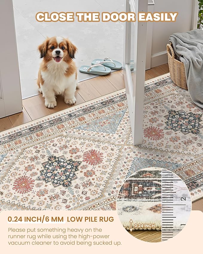 Kitchen Runner Rug Non Slip Washable 2.5x8, Soft Low Pile Entryway Rug Runners - Image 4