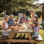 Fitted Waterproof Picnic Table Cover with Bench Covers Elastic Edges Camping Tablecloth for 6 Foot Rectangle Tables Camp Cooking Motorhome Party Equipment Car Rv Travel Trailer Needs Gifts