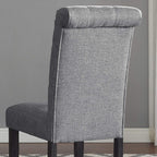 Roundhill Furniture Leviton Solid Wood Tufted Dining Chair, Set of 2, Gray