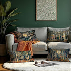Rustic William Morris Inspired Forest Moon Decor Pillow Covers 12x20 Set of 4 - Image 3