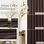 Coffee Linen Textured 96 Inch Curtains 2 Panel Set Back Tab Rod Pocket Sheer - Image 4
