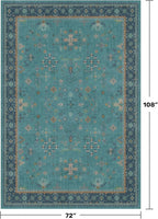 Boho Teal 6x9 Area Rugs for Living Room, Geometric Floral Design Rug for Bedroom - Image 2