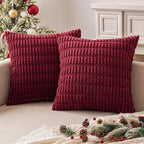 MIULEE Pack of 2 Burgundy Corduroy Decorative Pillow Covers 20x20 Inch Soft - Image 7